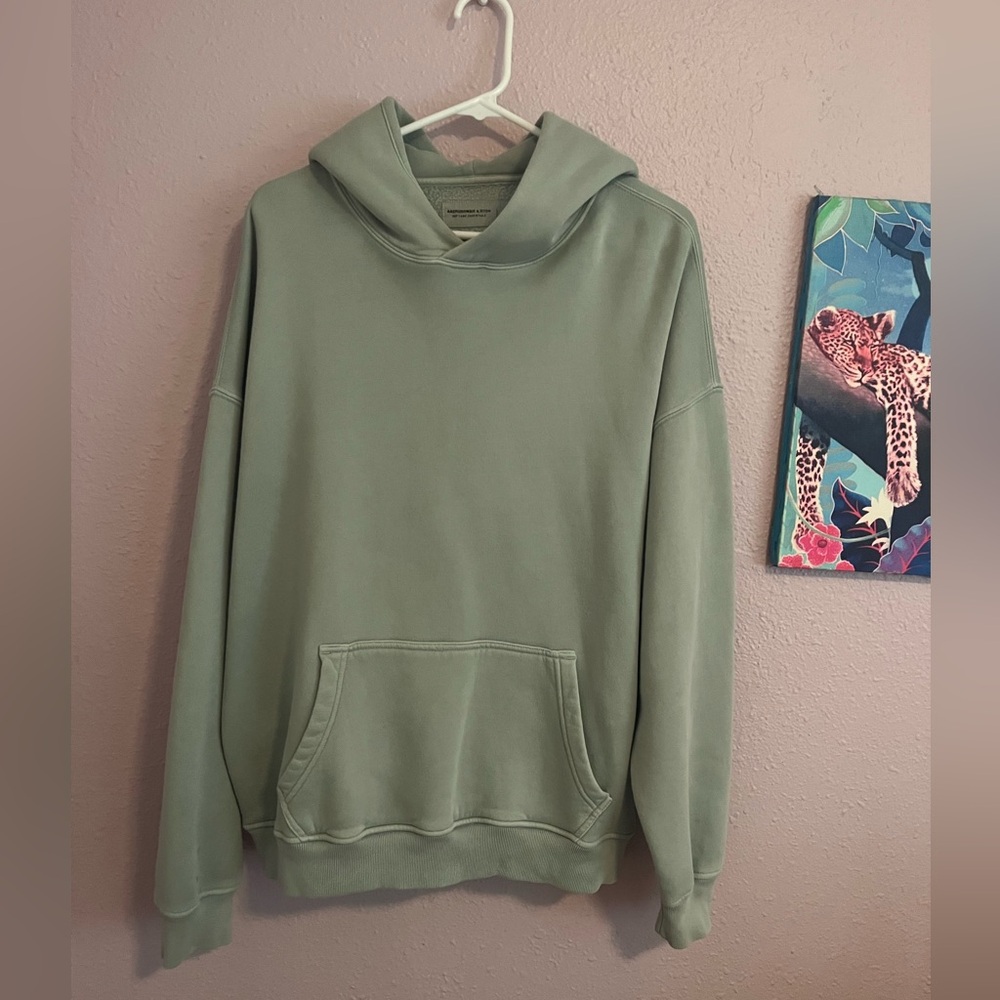 Abercrombie & Fitch Essential Popover Hoodie Green - Picture 2 of 8